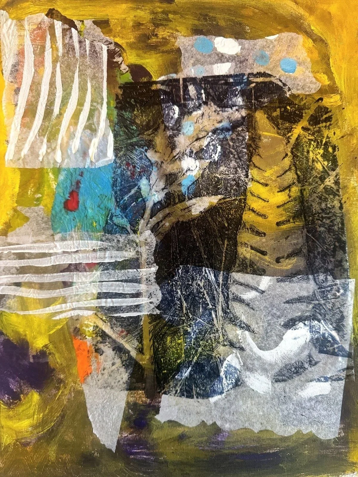 "Yellow & Blue Collage" | Mixed Media | 9"x12" | 2026