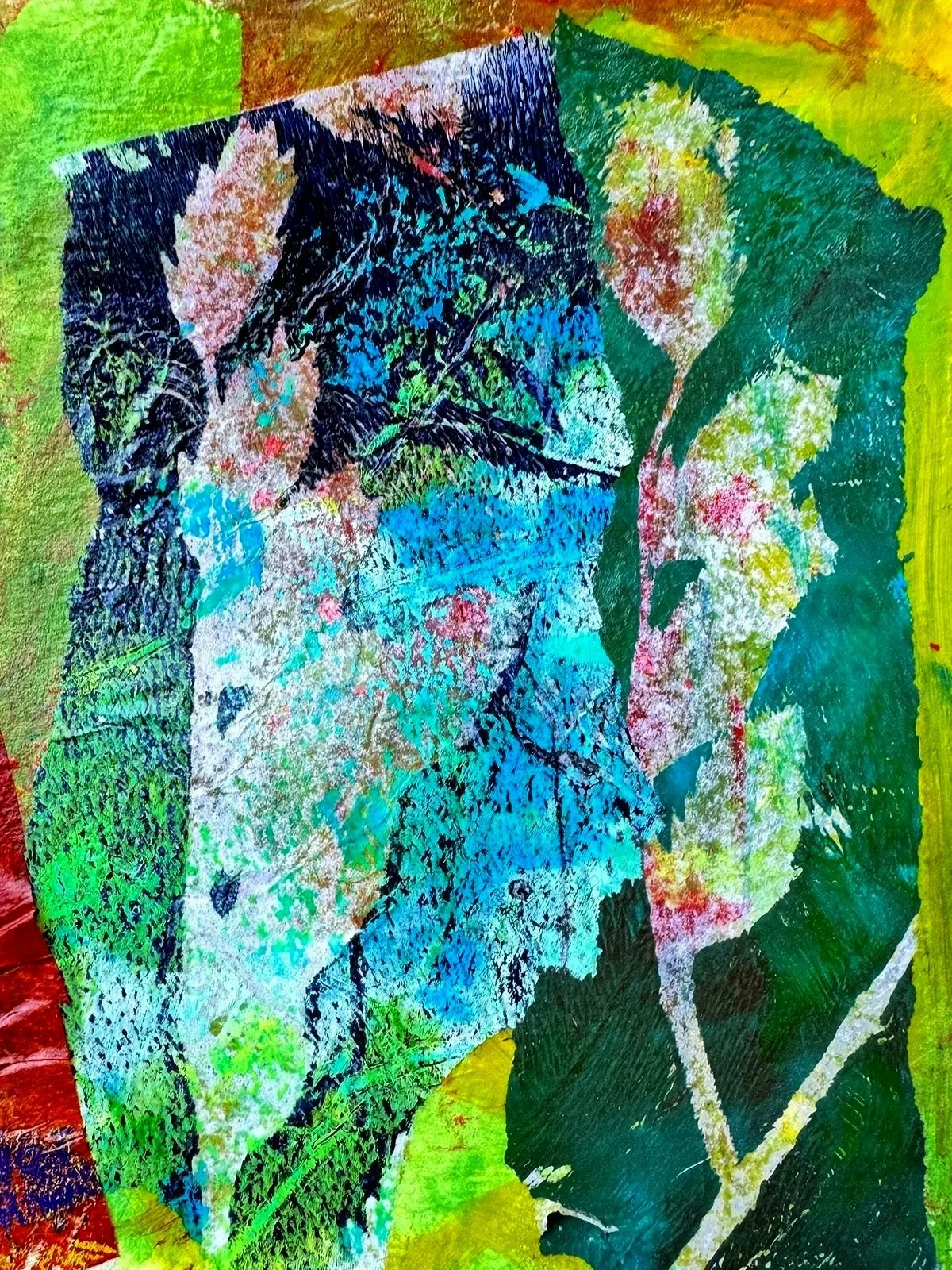 "Collage in Blue & Green" | Mixed Media on board | 2026