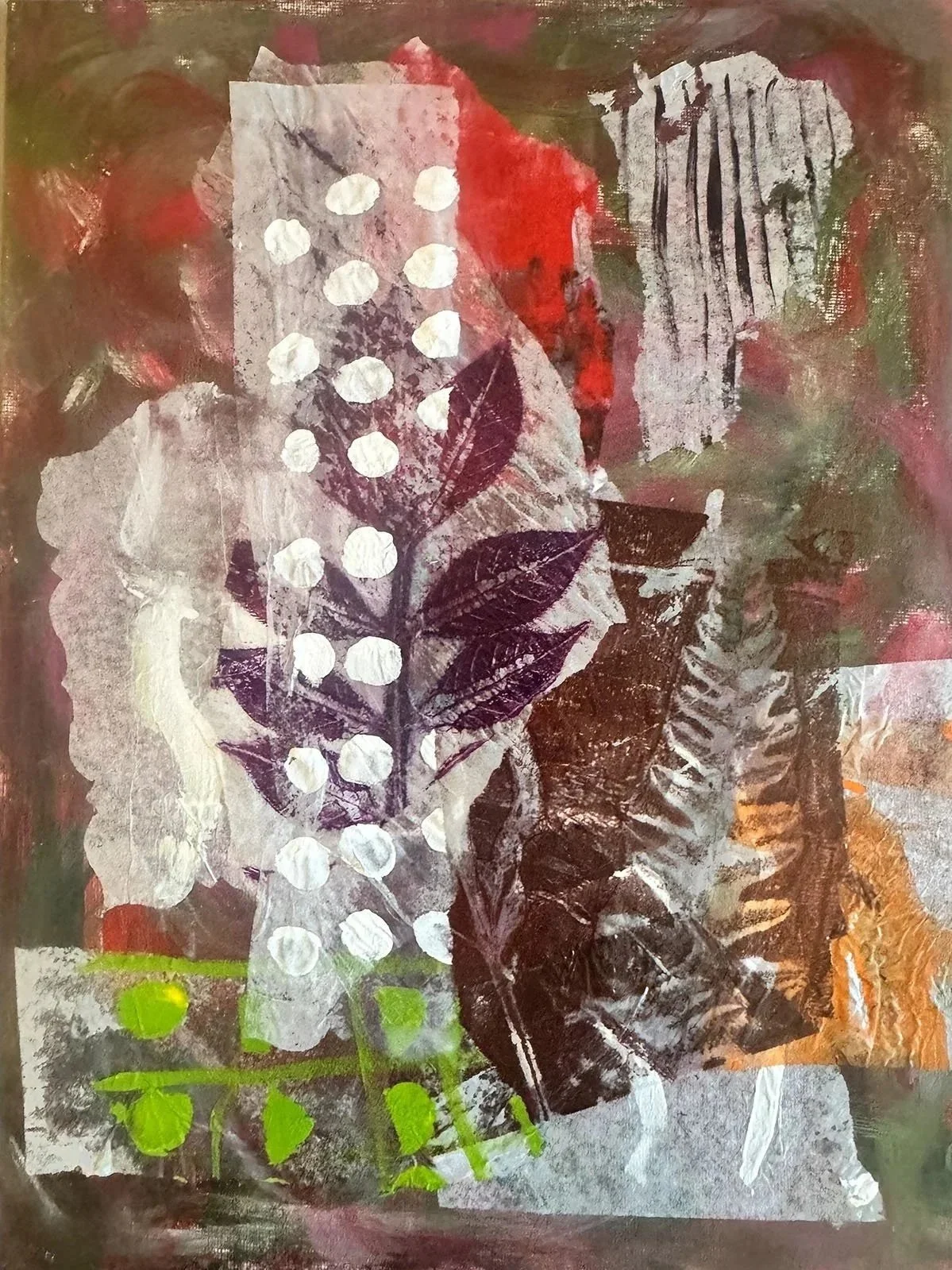 "Mauve & Red Collage" | Mixed Media on board | 9"x12" | 2026