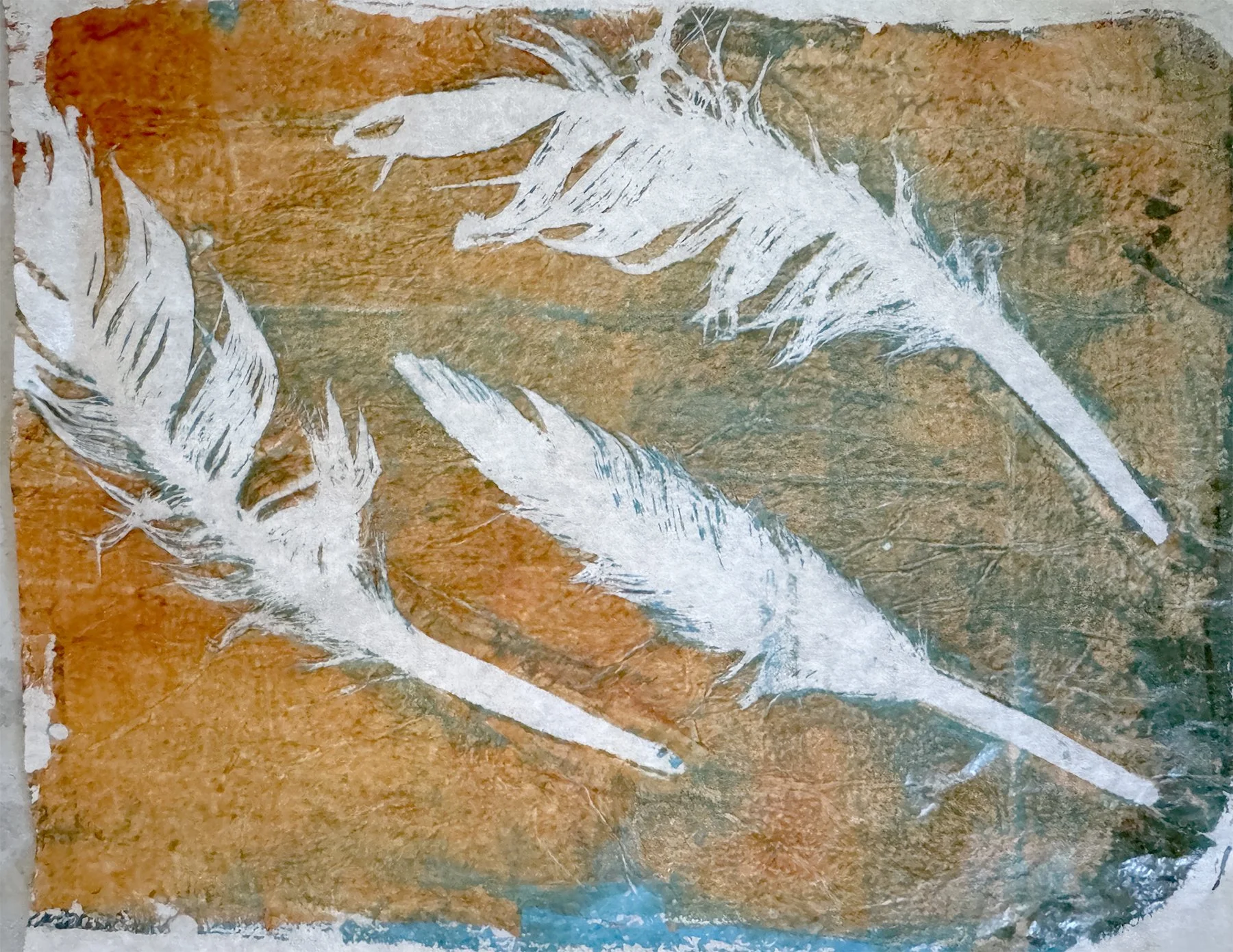 "Number 3" | Gelli print | 8x10" | 2025