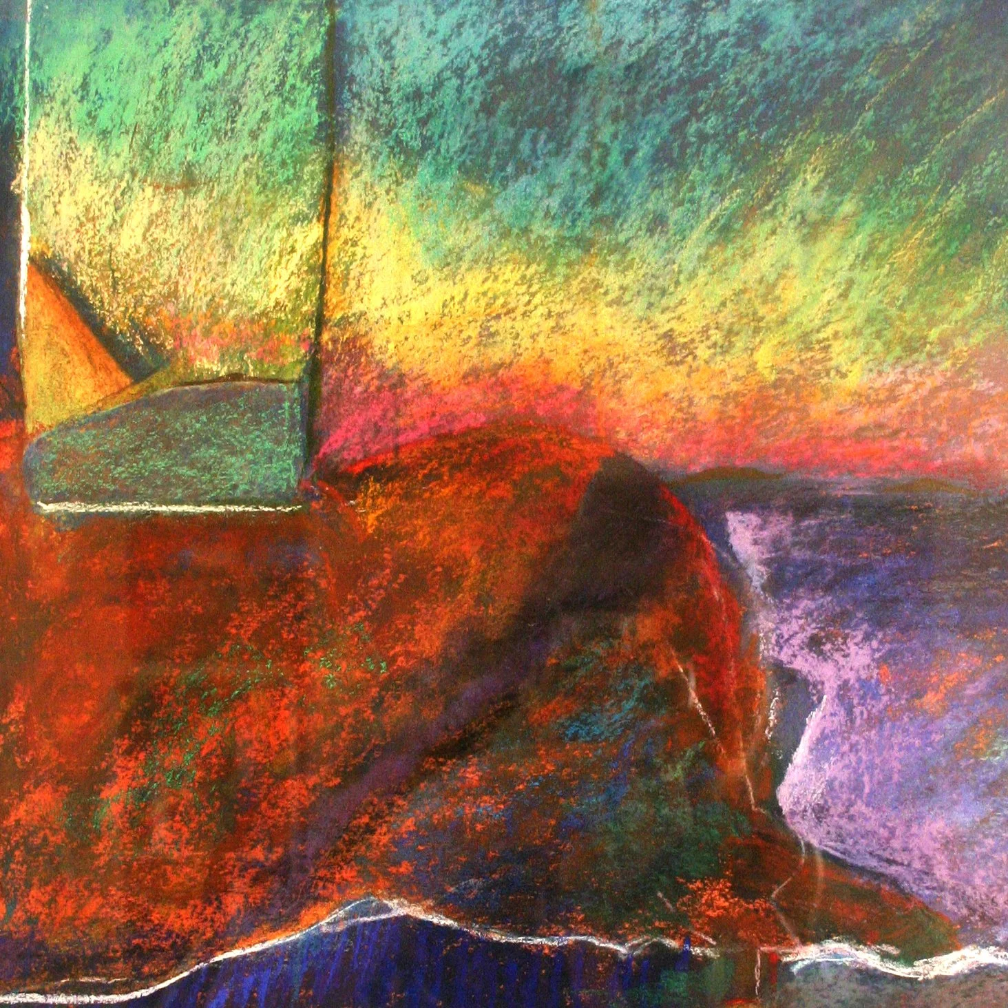 "Cape Elizabeth" | Oil pastel on paper | 18"x18" | 2017