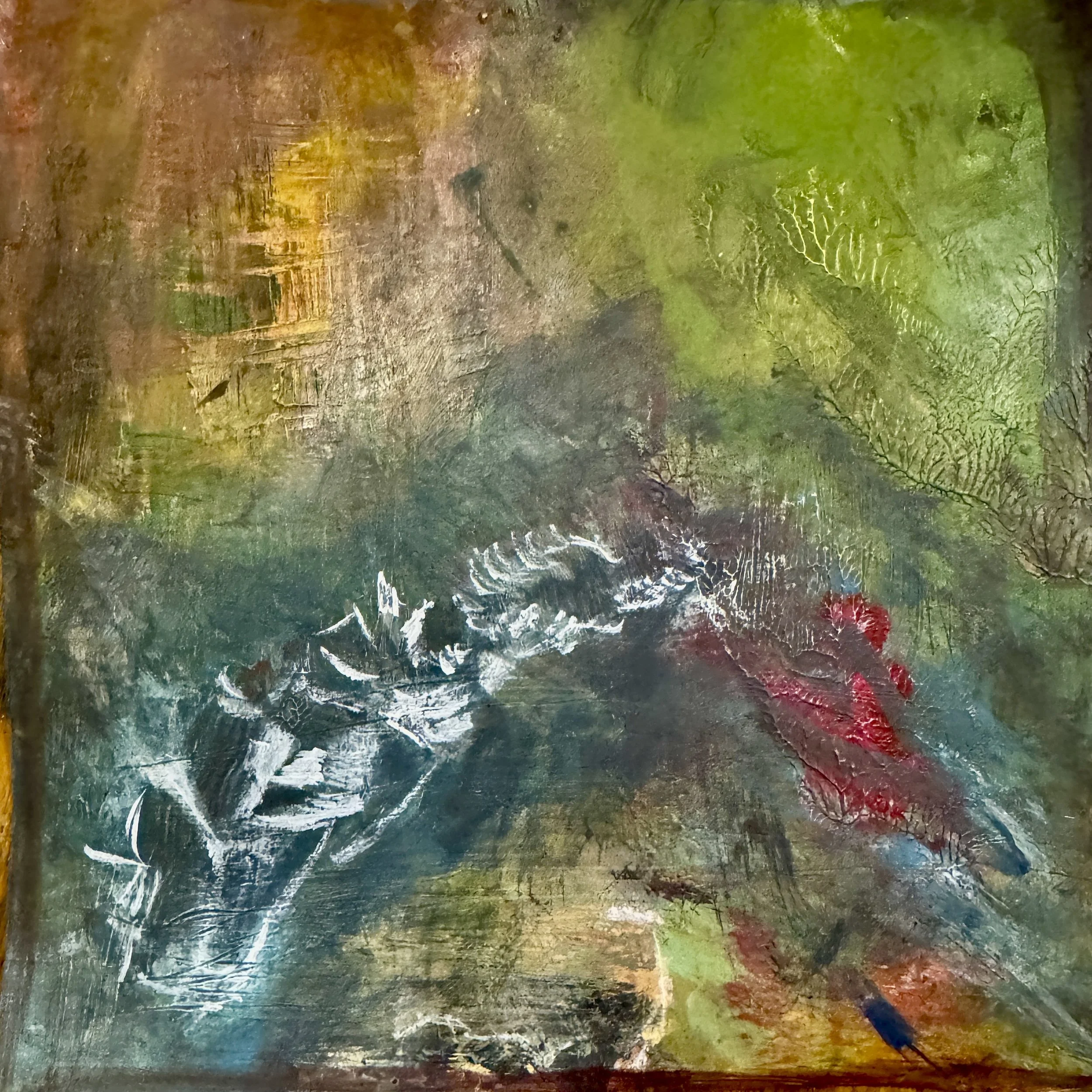 "Animal Tracks" | Mixed media on canvas | 8"x8" | 2026