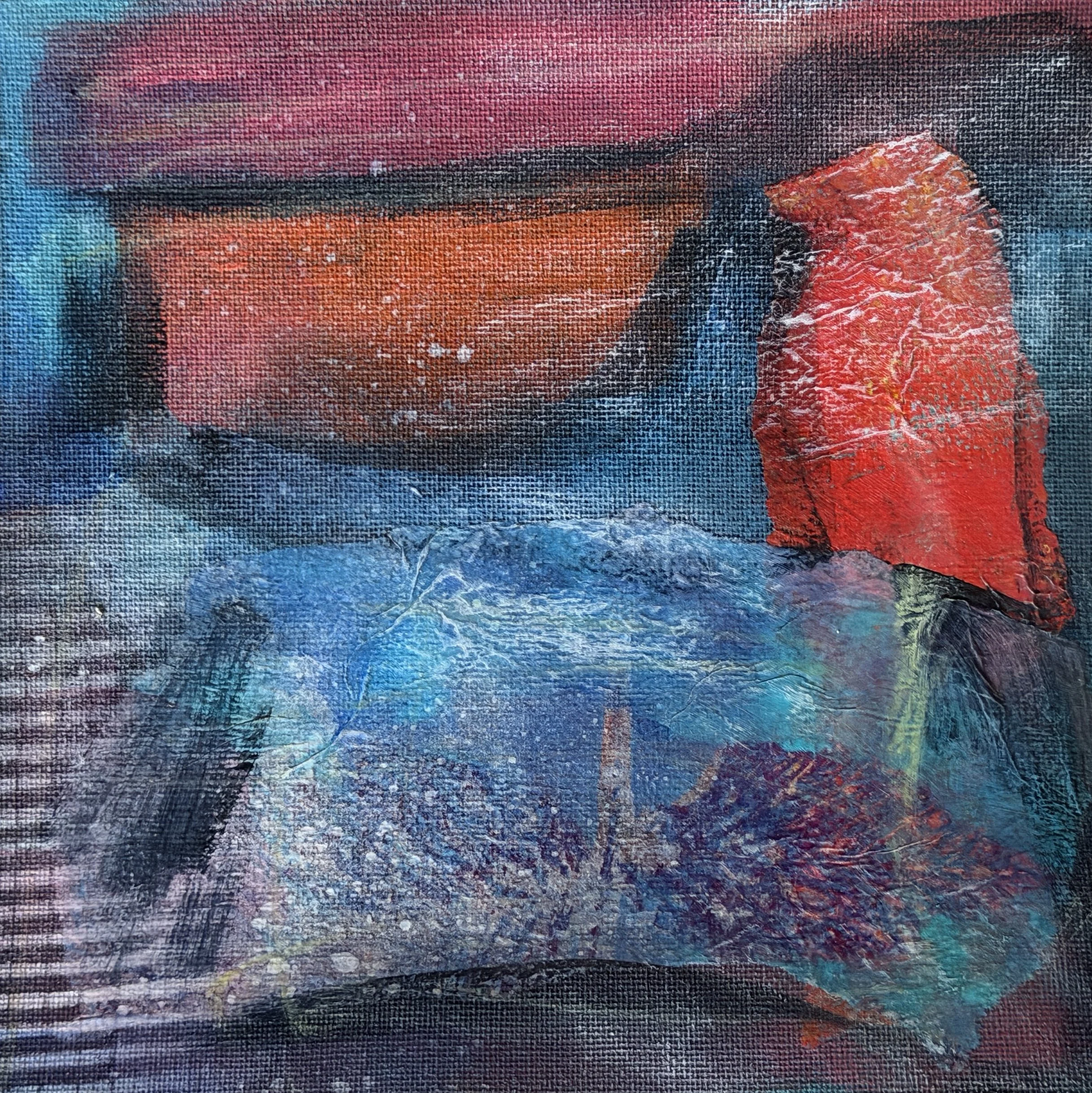 "The Cardinal" | Mixed media on canvas | 8"x8" | 2026