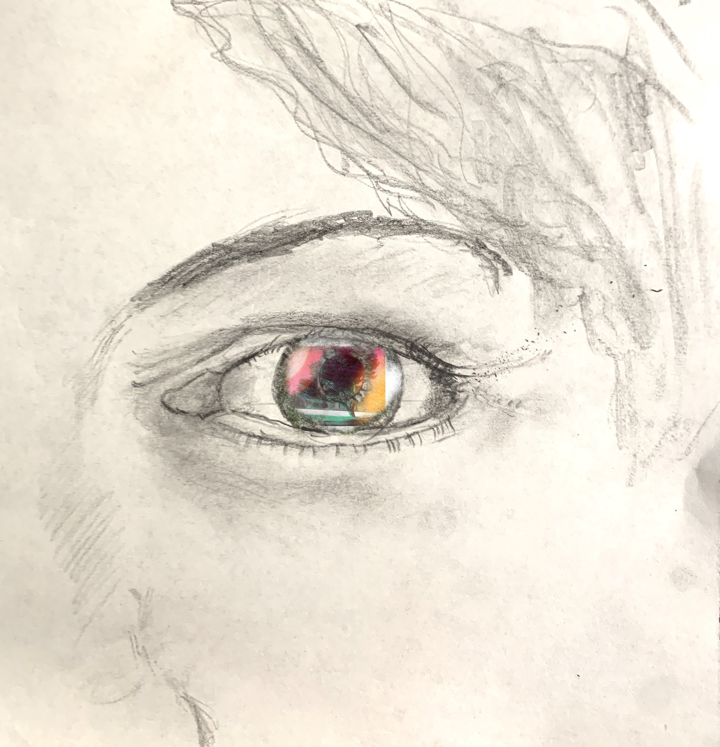 "Portrait, Eye" | Mixed media on paper | 8" x10" | 2025
