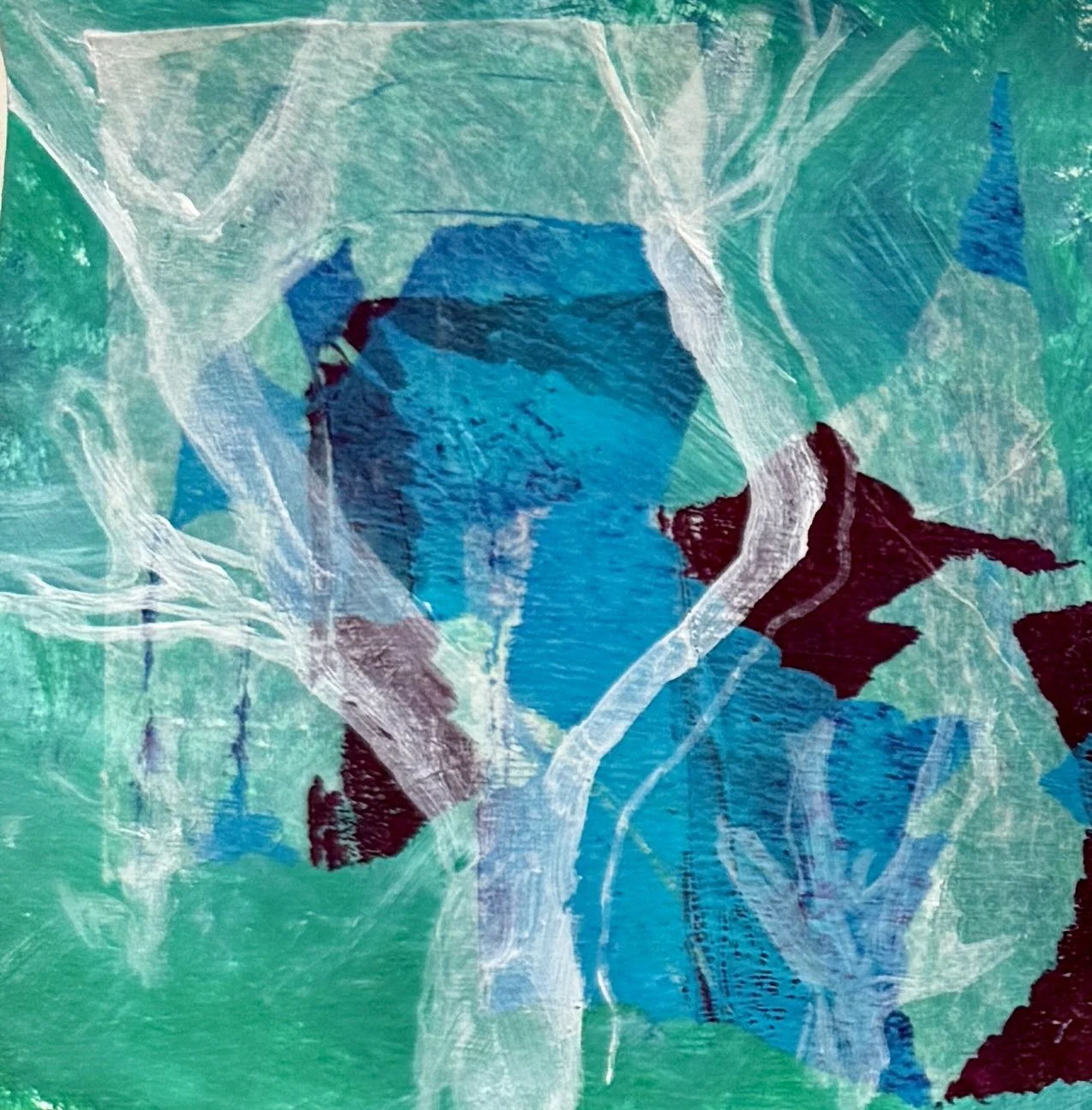 "Blue Skies" | Mixed media on canvas | 8"x8" | 2026