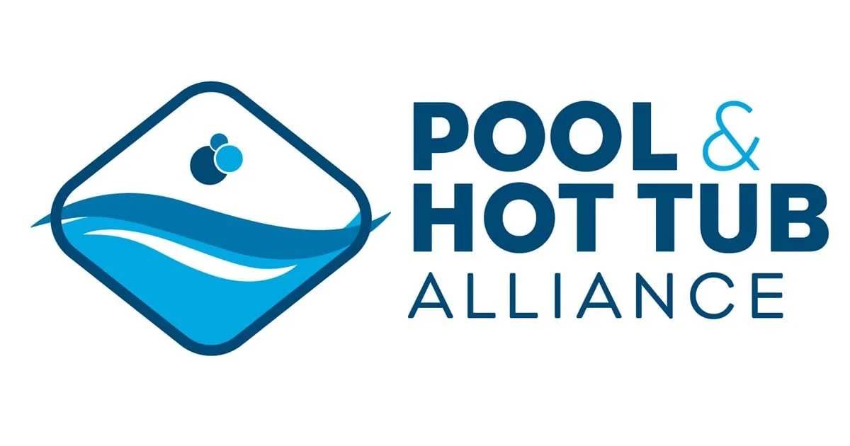 Logo of Pool & Hot Tub Alliance featuring a stylized pool with bubbles and the organization's name in blue text