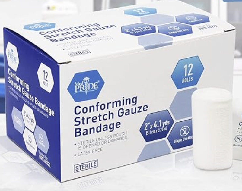 Rollo de vendaje de gasa elástica, NO Estéril