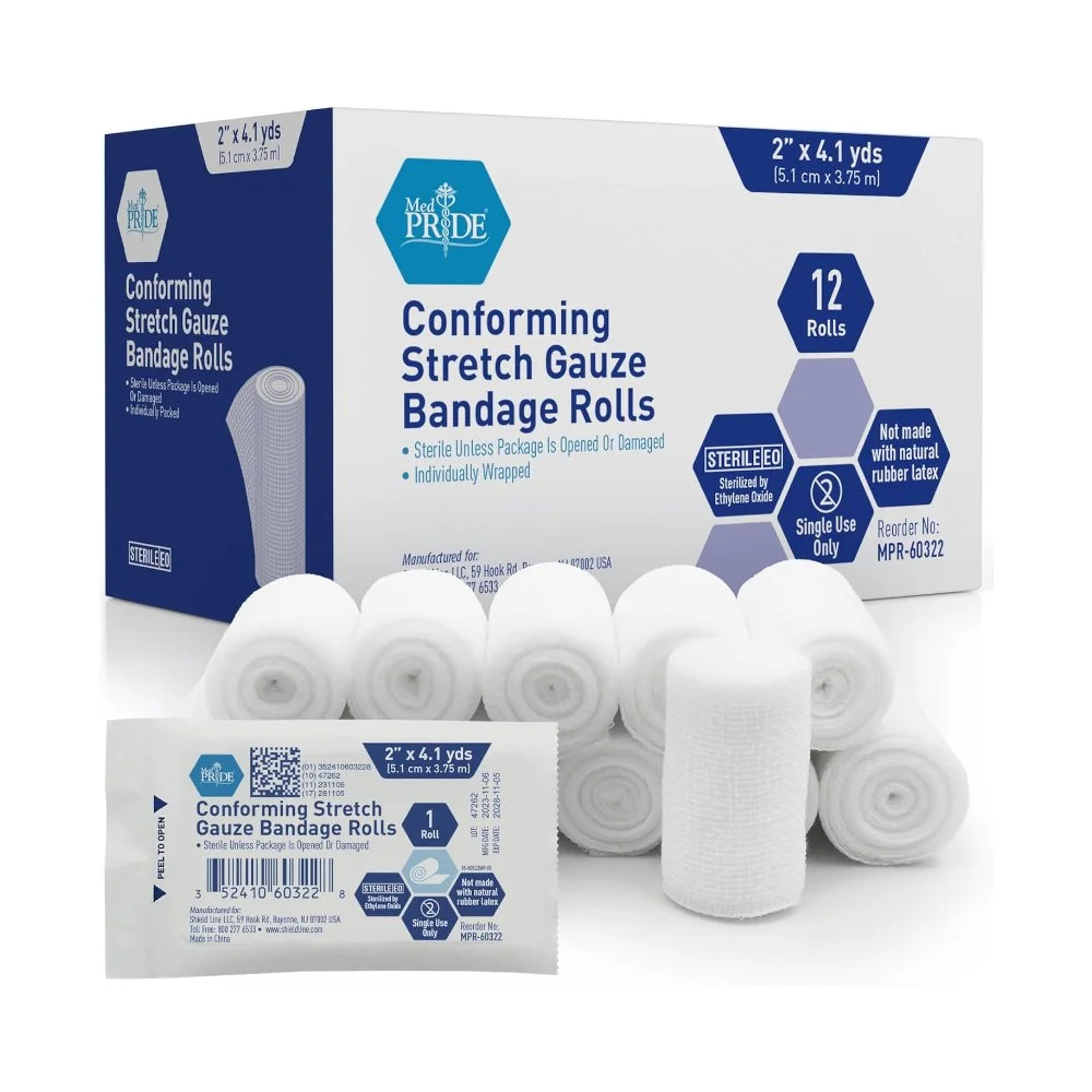 Rollo de Vendaje de Gasa Elástica Estéril