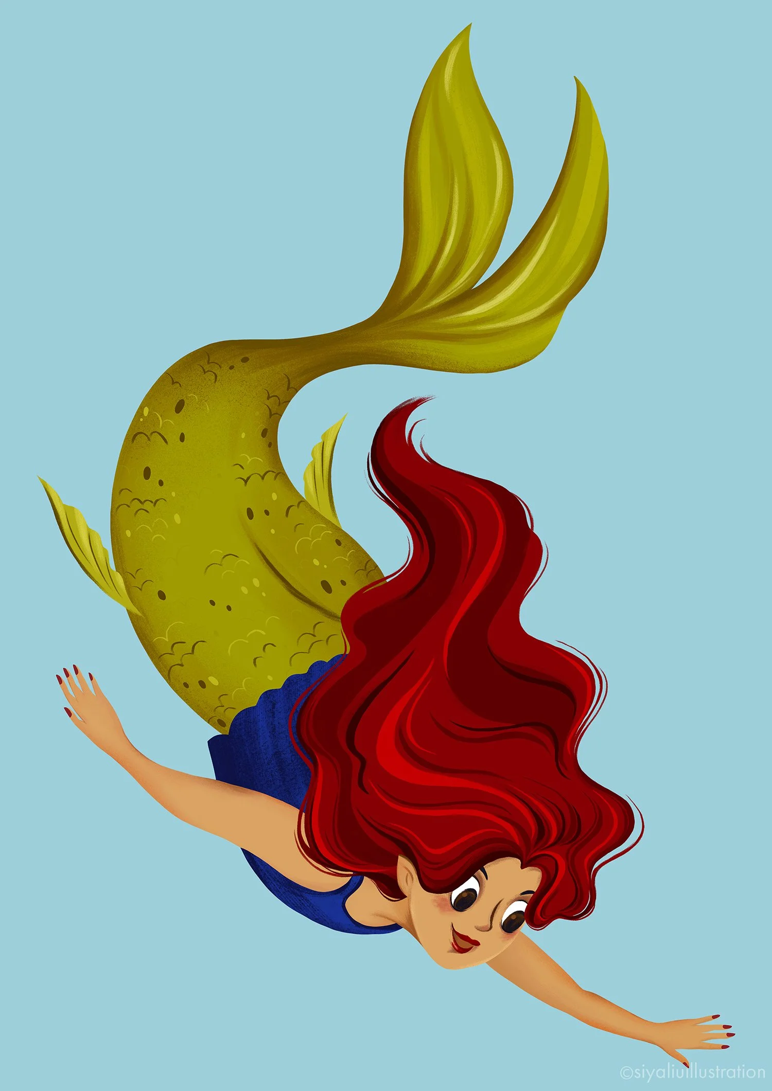 The Little Mermaid theatre poster illustration by Siya Liu —the Little Mermaid character. 