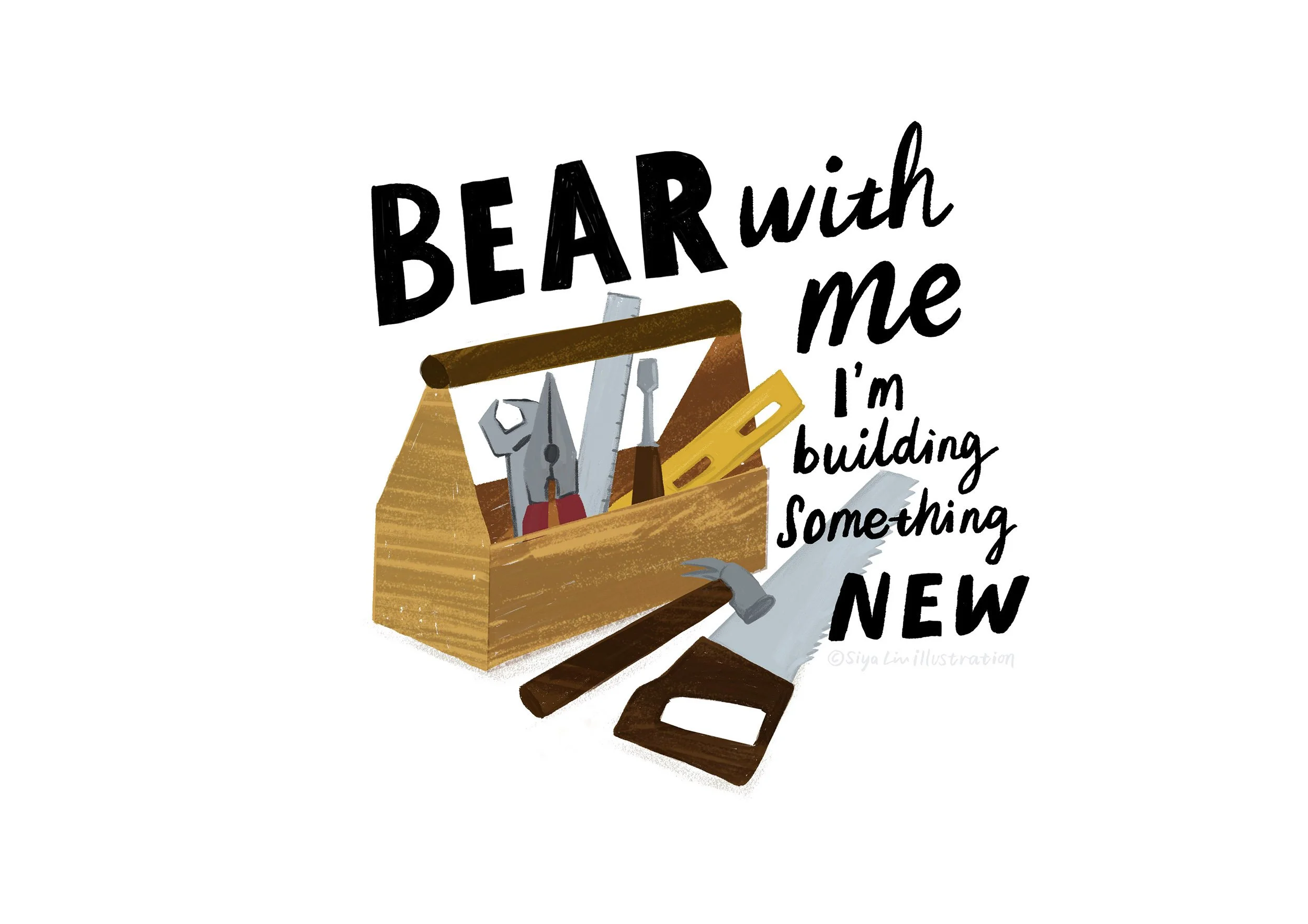 hand draw tool box with hand letting for Siya Liu live illustration loading page