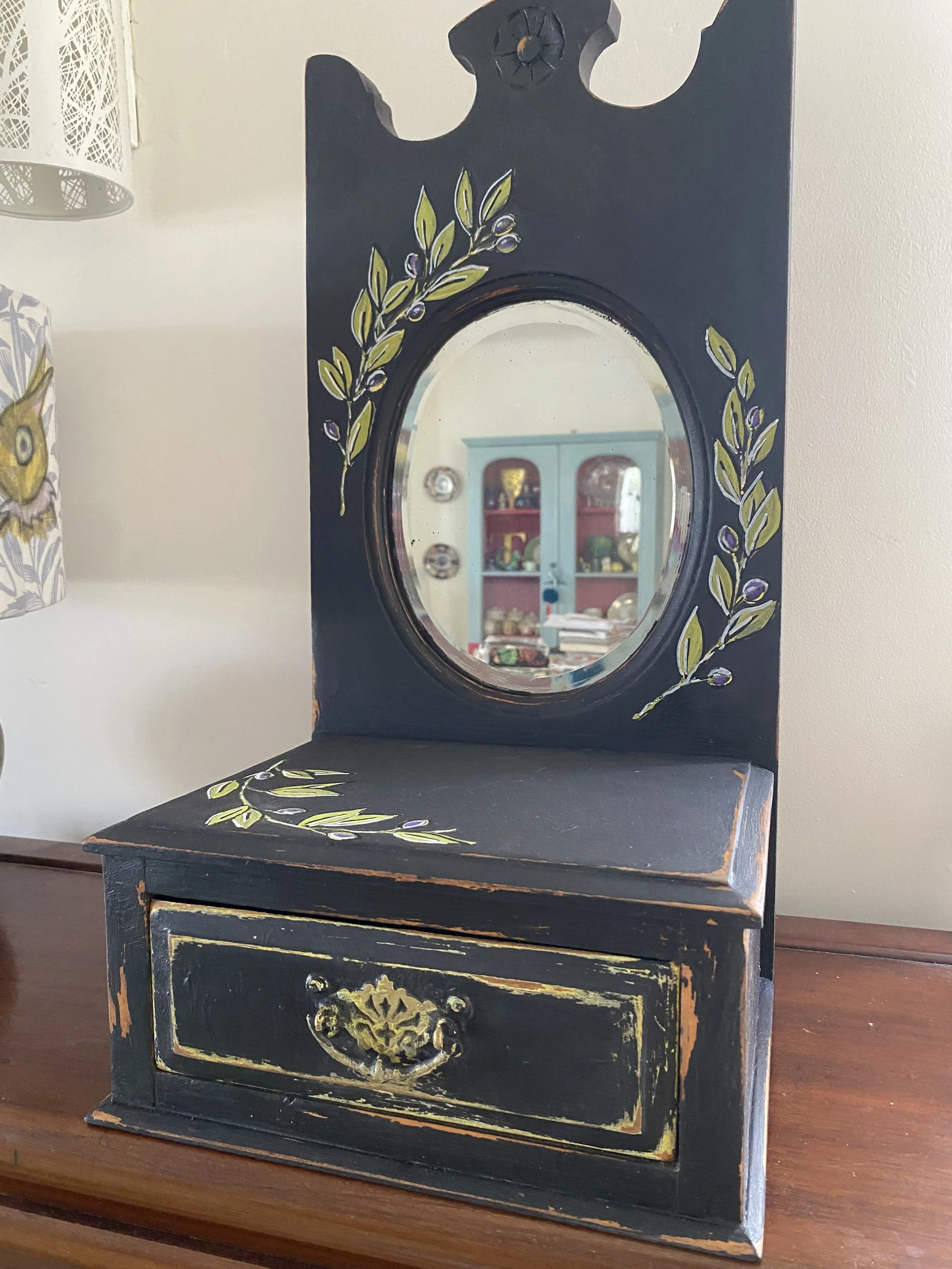 Olive Leaf Mirror and Drawer