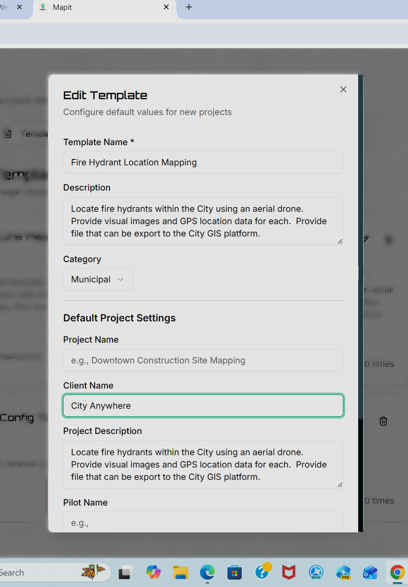 project customizable templates