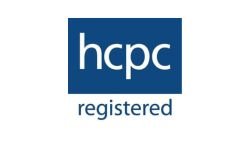 HCPC registered logo with blue background and white text