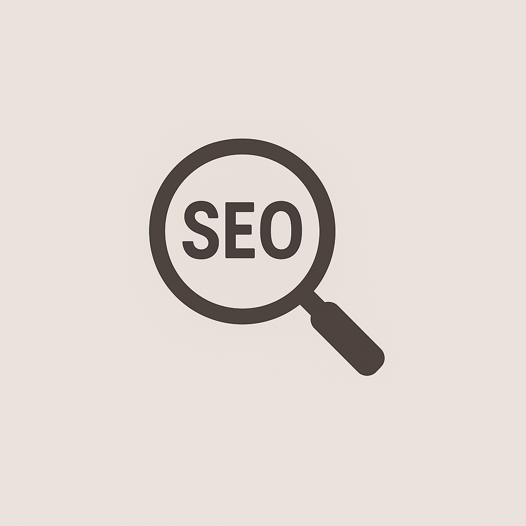 Magnifying glass with the letters 'SEO' inside the lens.