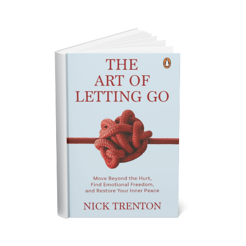Cover of the book titled 'The Art of Letting Go' by Nick Trenton, featuring a red knotted rope on a light blue background.