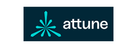 Attune logo with a stylized starburst icon and the word 'attune' in lowercase