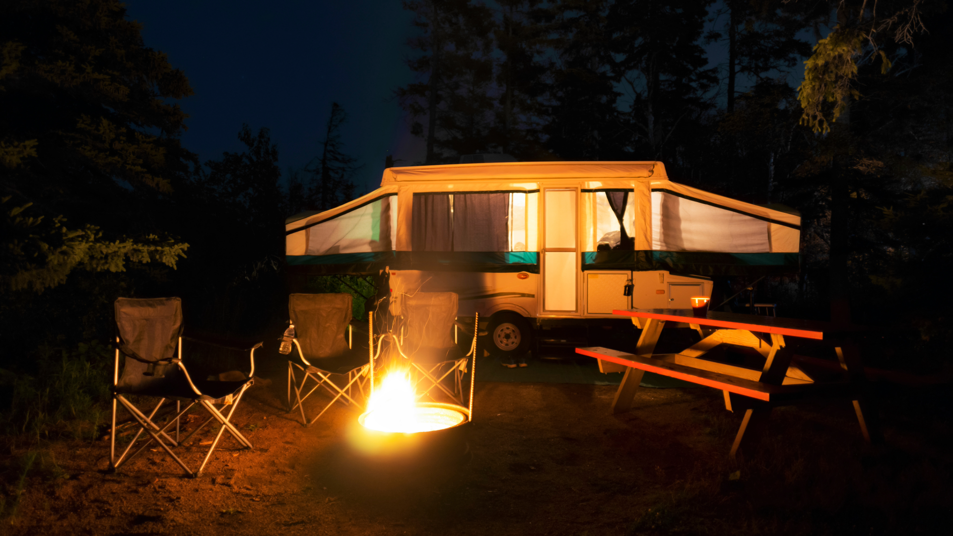 Pop-Up Trailer At Campsite