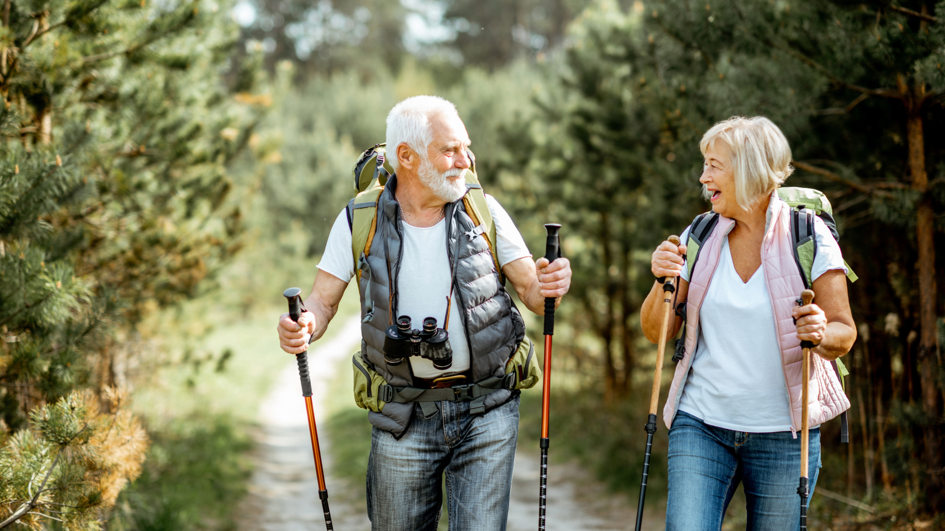 retired couple hiking