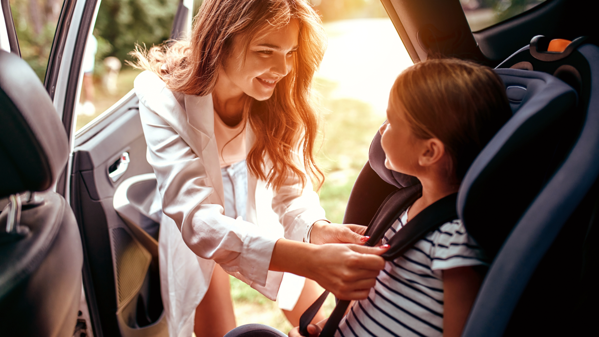 mother and child in car