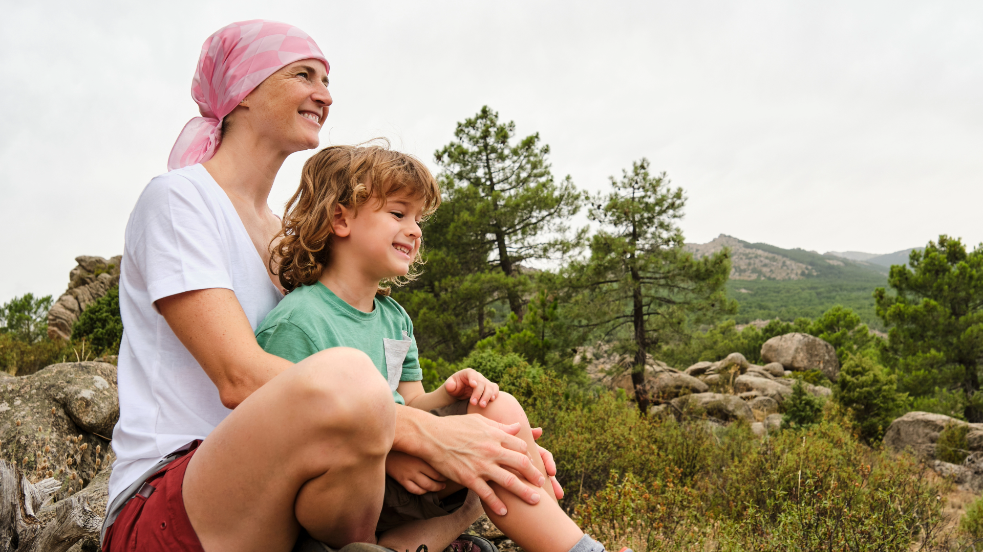 Cancer Patient Outside with Son