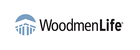 WoodmenLife logo with a stylized blue columned building and the company name