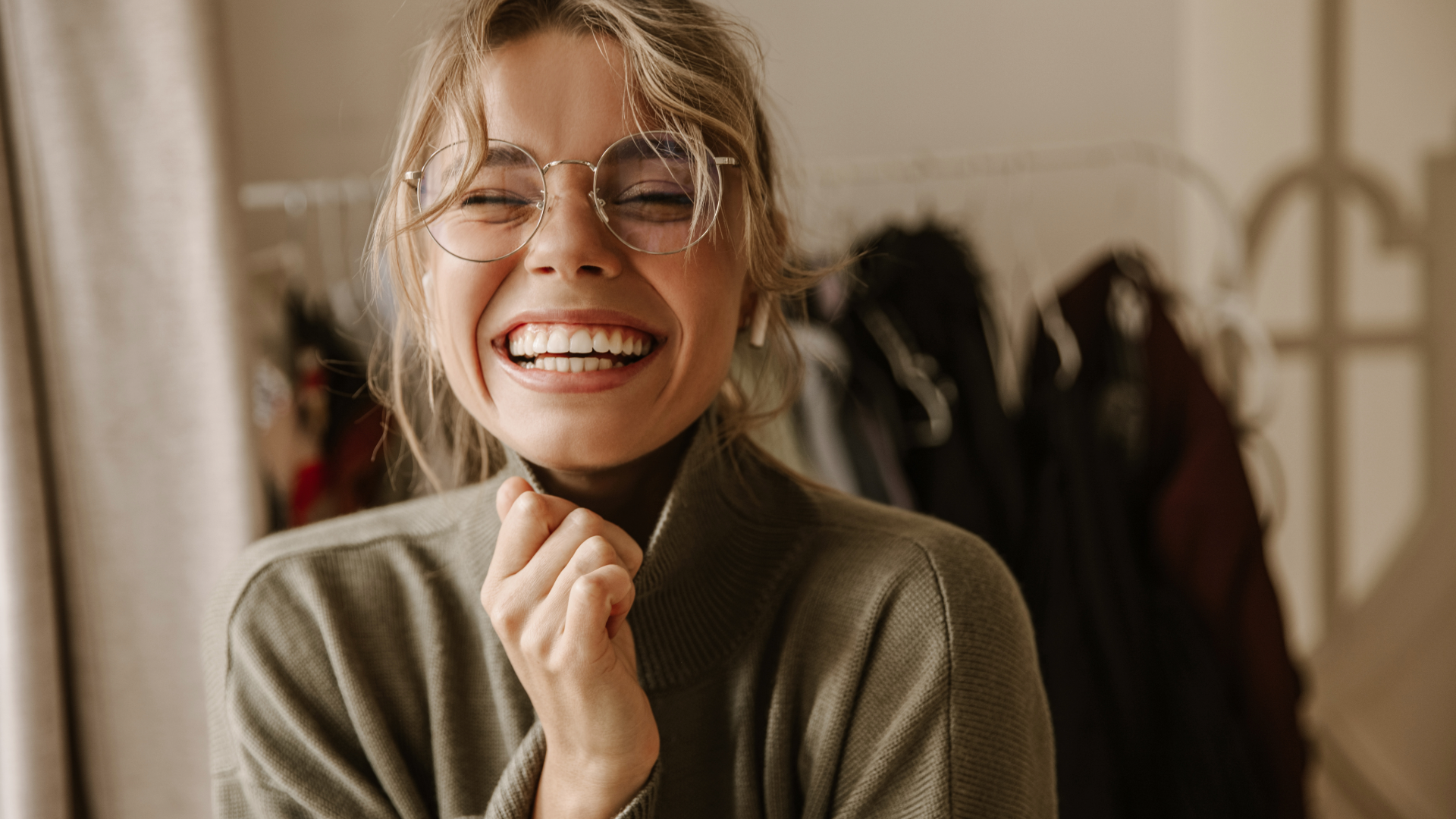 Girl Laughing Wearing Eyeglasses