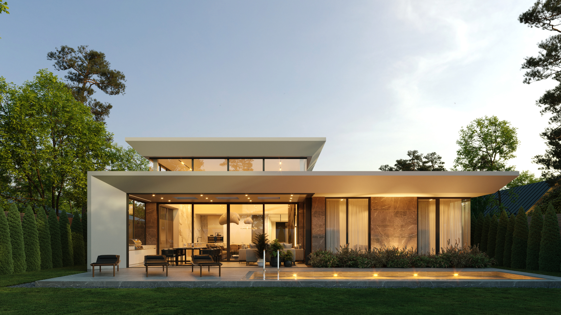 custom home with pool