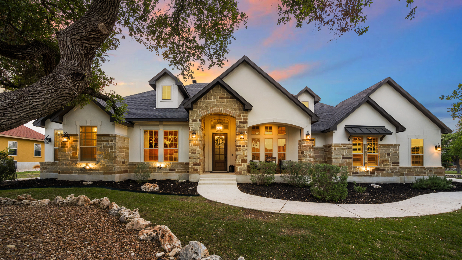 Lighted Home Exterior