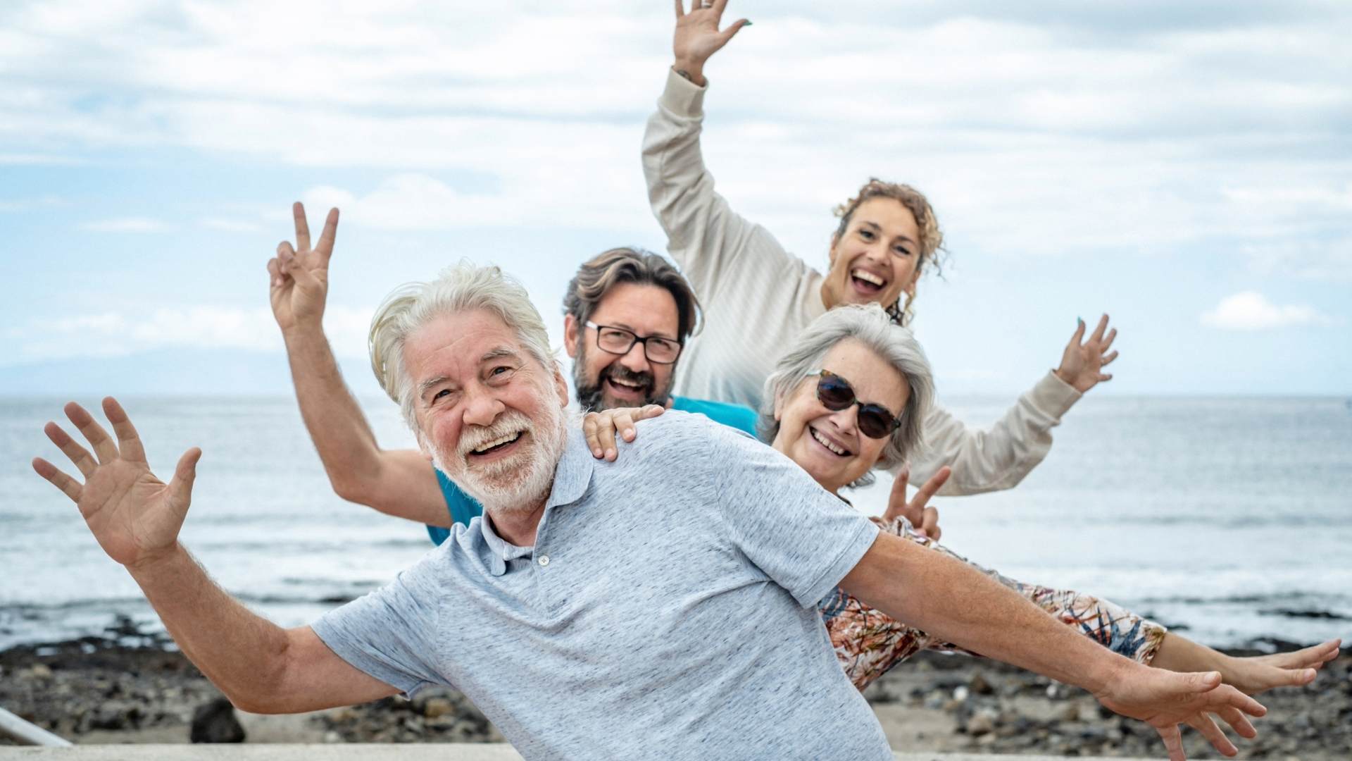 Smiling People At Shore