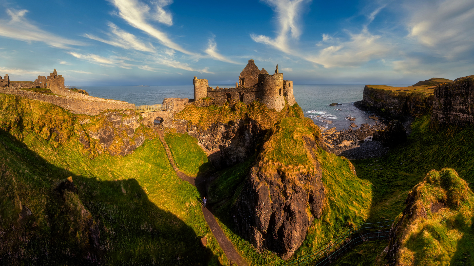 irish castle in ireland at the sea