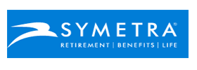 Blue banner with the white text 'SYMETRA' and smaller text below reading 'RETIREE BENEFITS LIFE'.