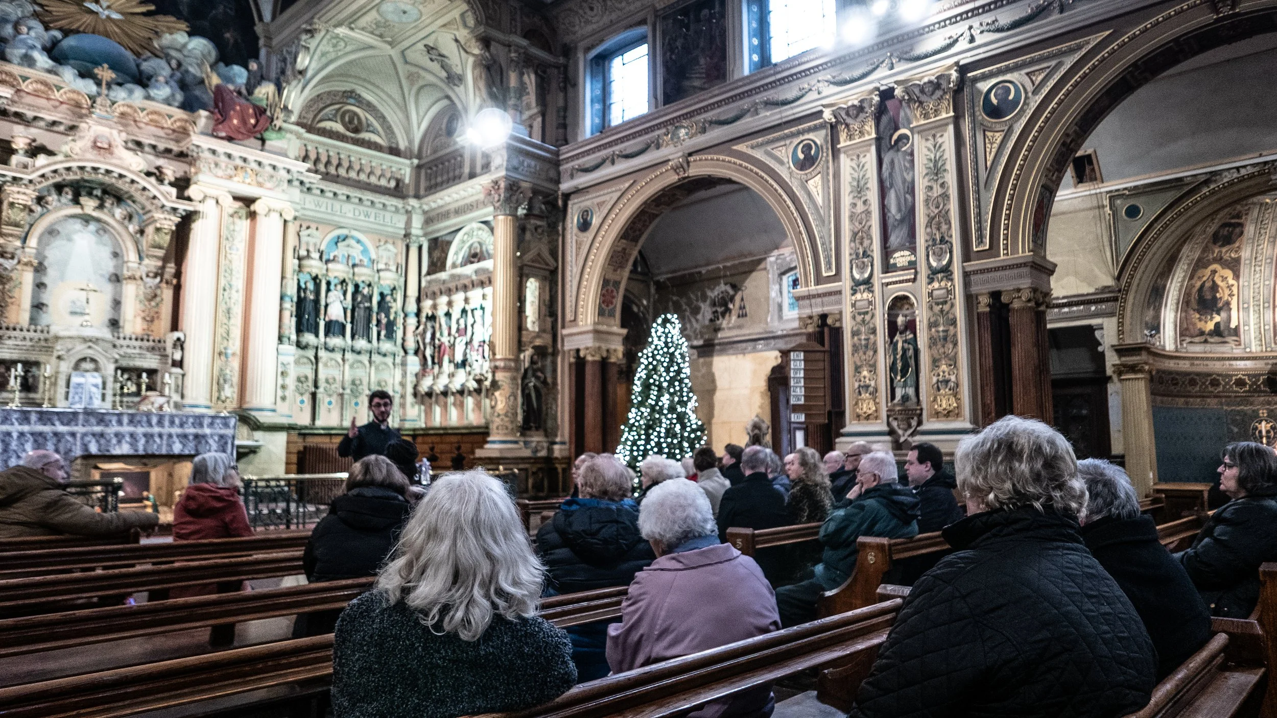 Meeting parishioners at St Charles