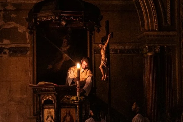 The Easter Candle is placed