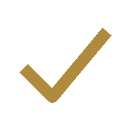 A gold checkmark inside a circle on a black background.