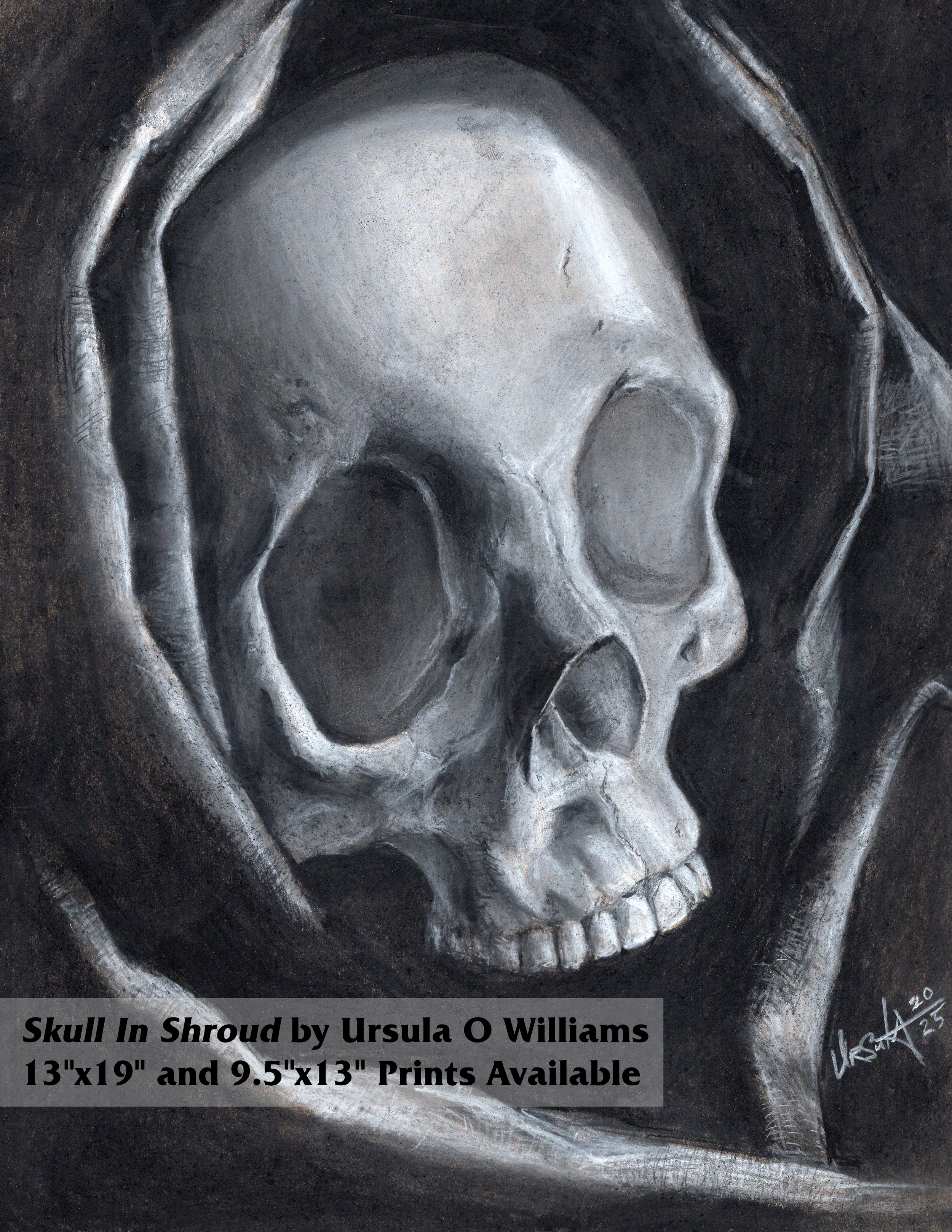 Charcoal Skull in Shroud