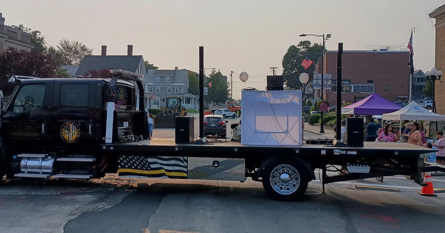 Can this set up get any more awesome?! Proud to have provided the music and sound for the @cityofleominsterma&rsquo;s #nationalnightout. A perfect night for a fun event!