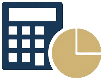 A calculator and a pie chart side by side.
