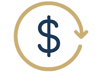 A dollar sign inside a circular arrow, symbolizing money cycle or financial flow.