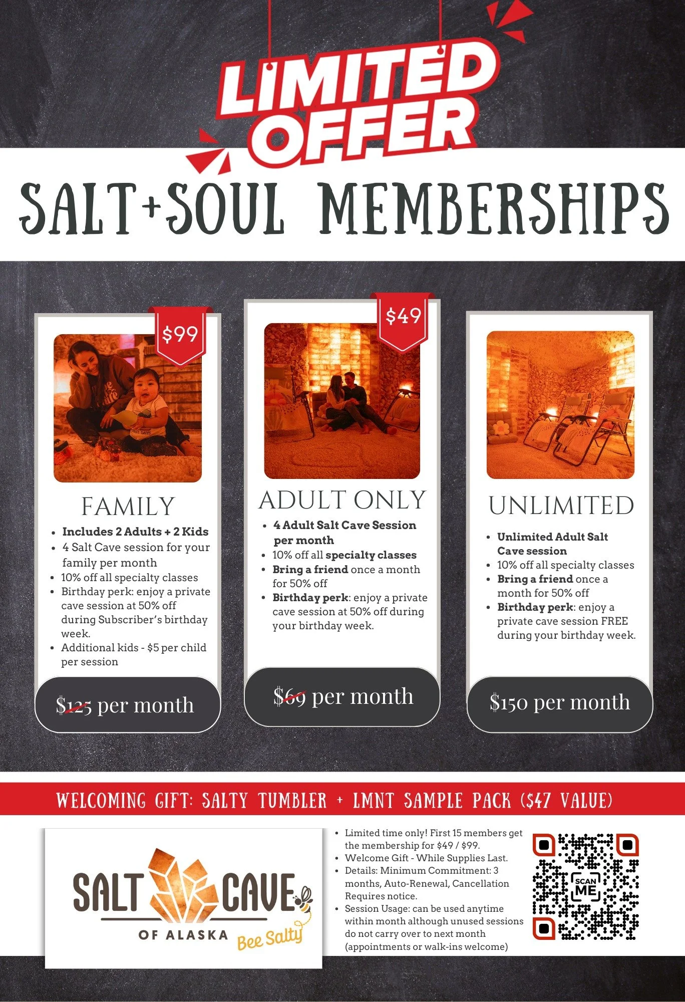 ✨ New! Salt Cave Memberships ✨ (Psssst! Comment ❤ if you got a Hint.... for future our giveaways 😉🤫)

If you&rsquo;re new to The Salt Cave of Alaska, we just opened up this amazing choice for you! 💛

🌿 Limited time: Starting at Only $49/month &nd
