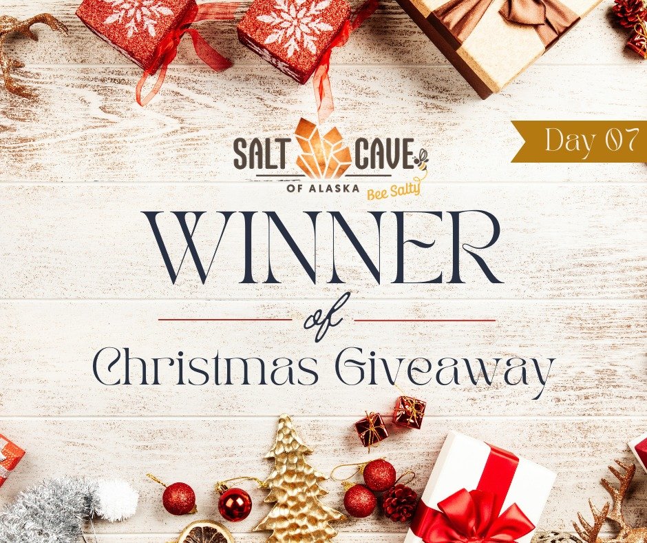 🎉🎄 DAY 7 GIVEAWAY WINNER! 🎄🎉

The winner receives 3 Shower Steamers and Tray and A Salt Cave Session!

Thank you all for sharing your Christmas preferences &mdash; snowy Alaska winters ❄️ or dreaming of sandy beaches 🏖️. It was pretty evenl.  I 