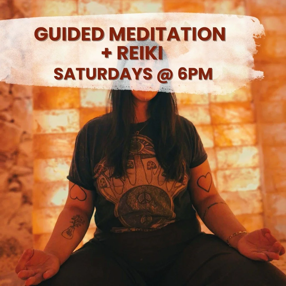 Guided Meditation &amp; Reiki 

Slow down, breathe deeply, and reconnect. Our Guided Meditation combined with Reiki offers a calming experience designed to help reduce stress, quiet the mind, and support emotional balance in a peaceful salt cave sett