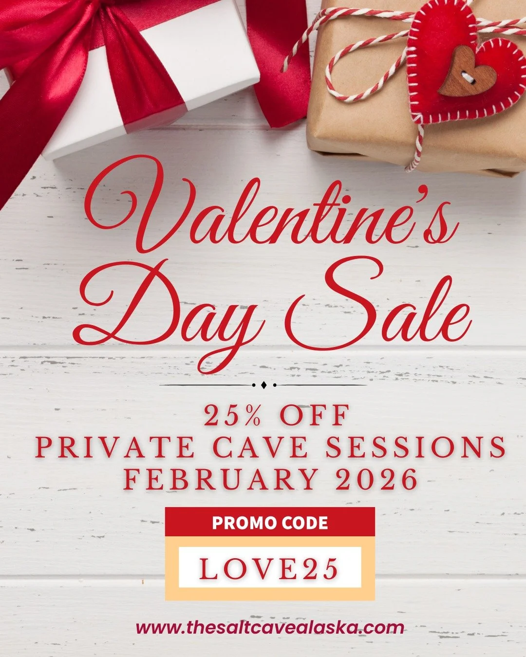 Looking for a unique Valentine&rsquo;s gift?

Treat someone special (or yourself!) to a private salt cave session at 25% off this February with code LOVE25.

Book here: https://saltcaveofalaska.as.me/?appointmentType=82846916

#valentinesdaygiftideas