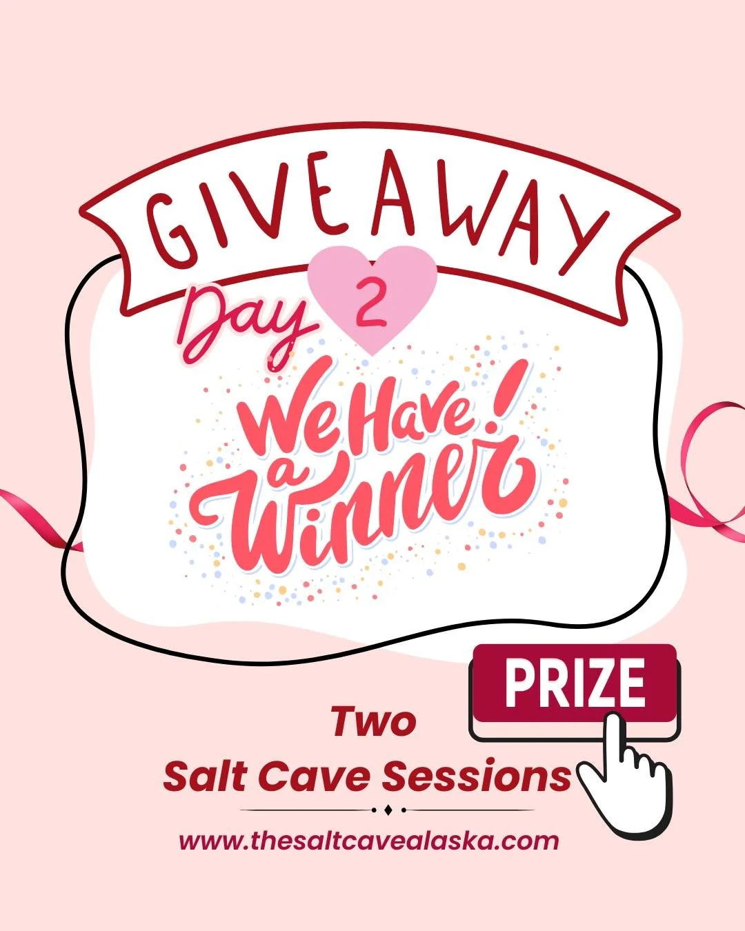 💝 DAY 2 WINNER 💝

🎉 Congratulations to our Day 2winner: Leeann Walker ! 🎉

💌 DM us to claim your prize!
We&rsquo;ll give you instructions to claim your 2 Salt Cave Sessions. 

Disclaimer: We will not mail prizes. We will not ask for your credit 
