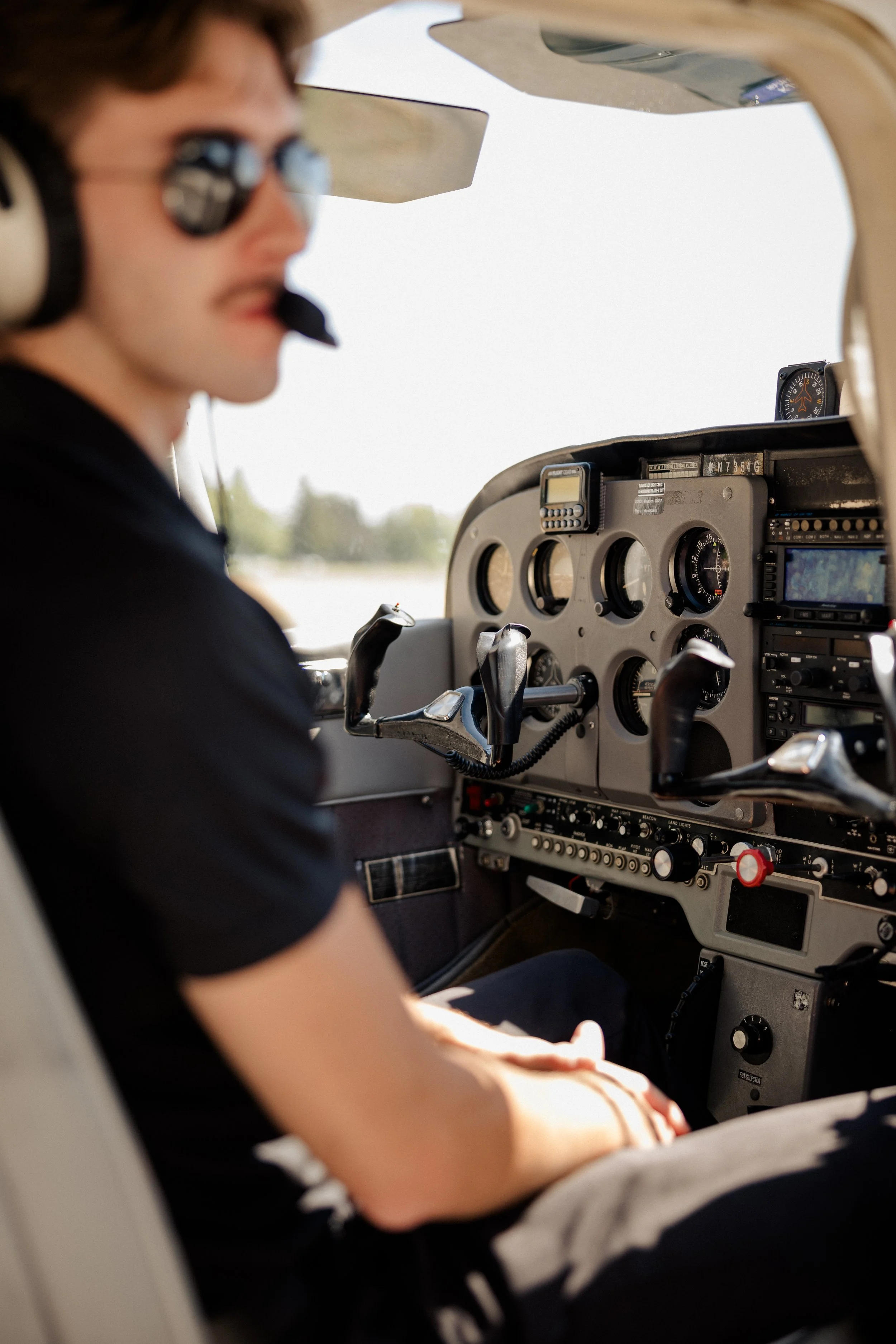 Flight school airplane with a flight instructor, local