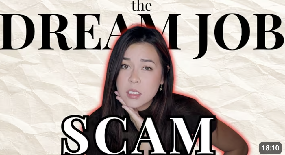 Cara Nicole's YouTube video titled "Your Dream Job Doesn't Exist"