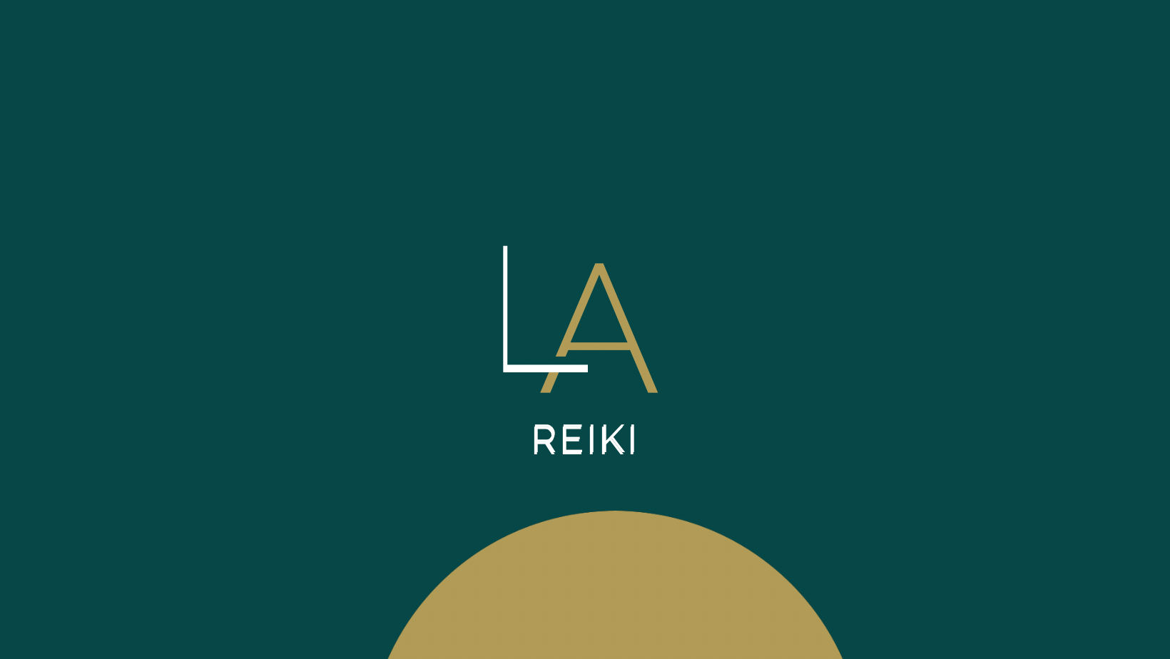 Logo for LA Reiki, featuring a stylized L and A with a healing energy theme.