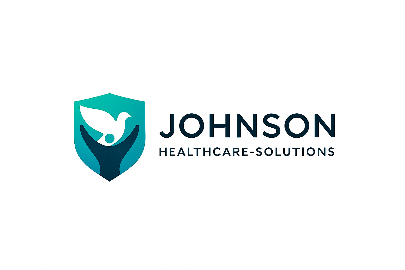 Logo for Johnson Healthcare Solutions featuring a shield with a dove and a human figure.