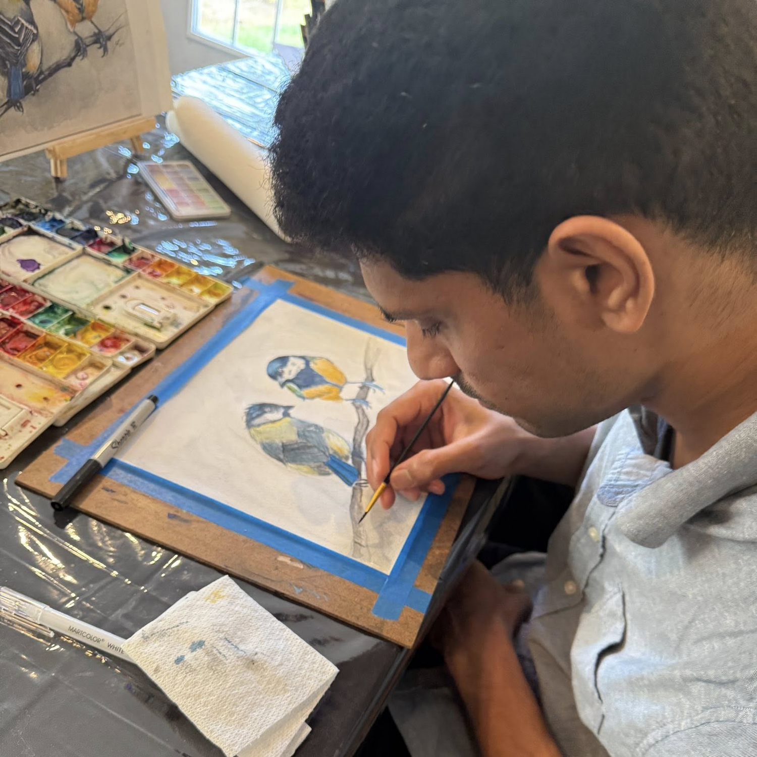 Adult student receiving private art instruction at Knoxville Art Studio