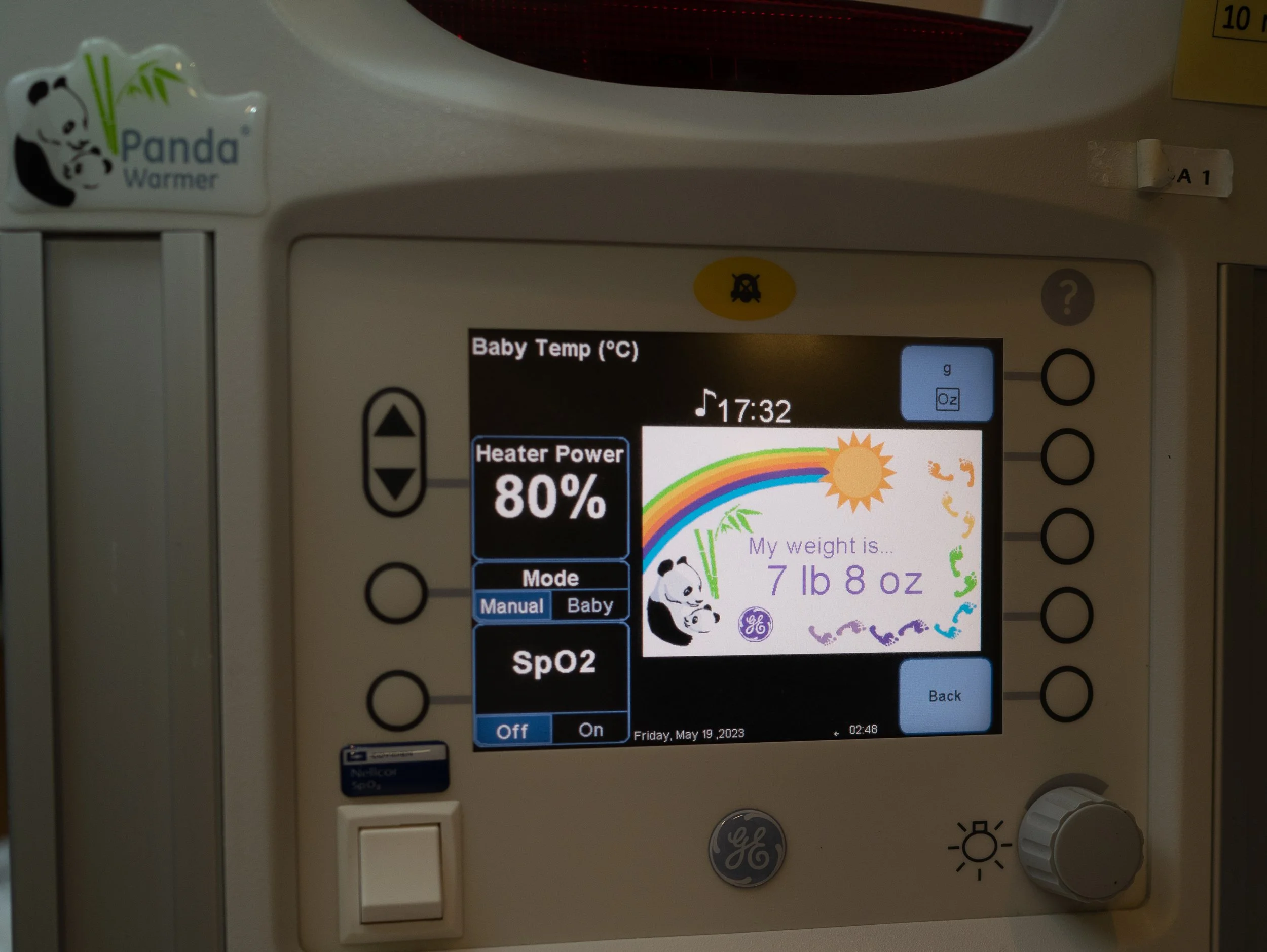 Panda Baby Warmer for the newborn exam in the hospital.