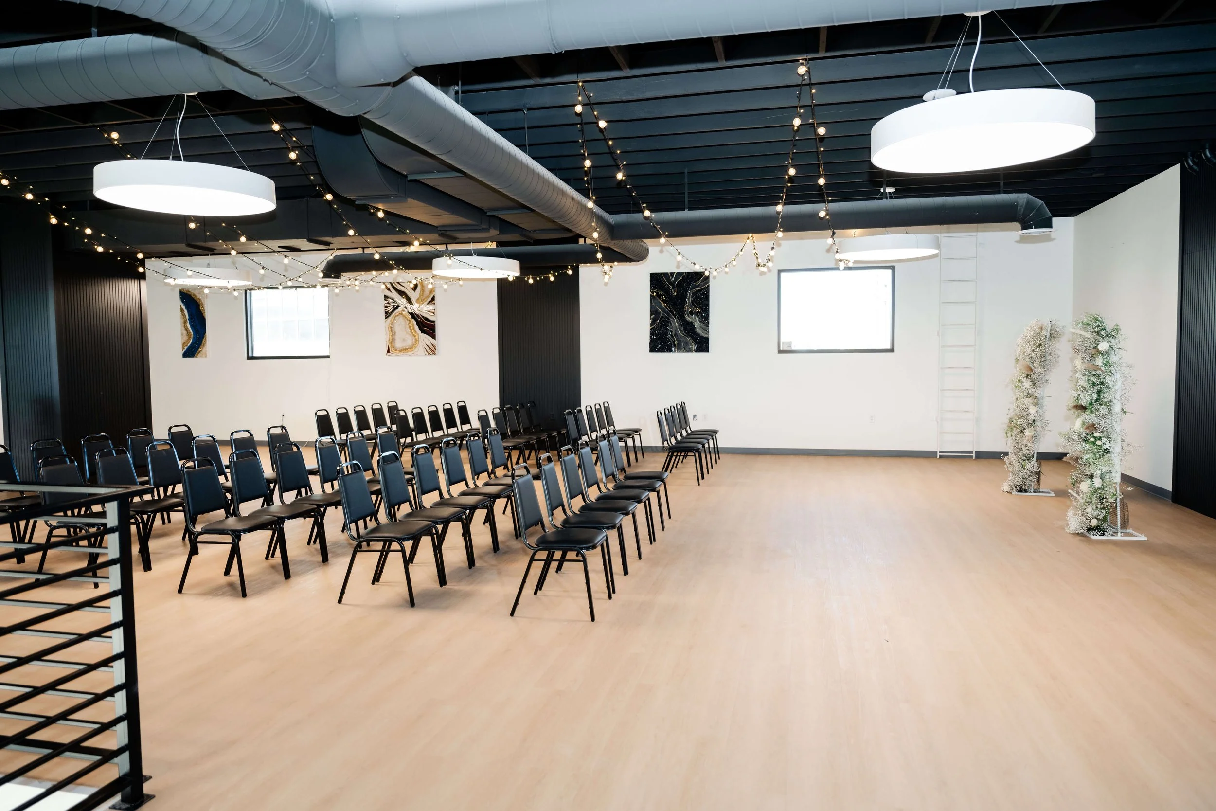 Intimate wedding ceremony setup in this Herriman wedding venues loft.